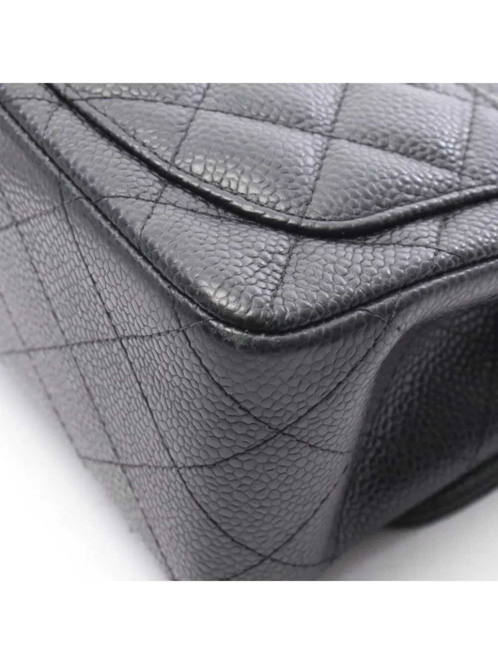 Chanel Shoulder Bag Mini Quilted Black Caviar Leather Chain